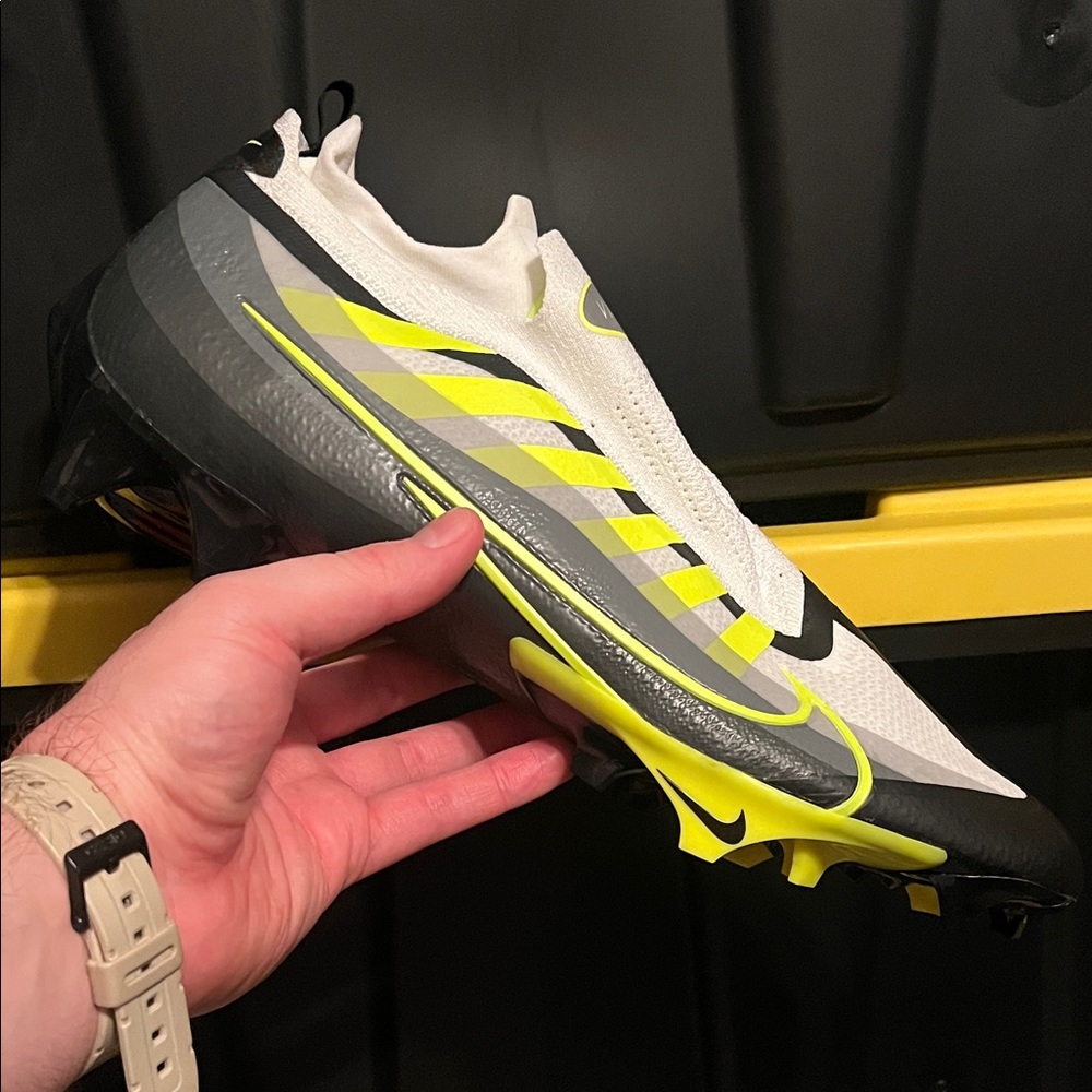 Nike Zoom Vapor Edge 360 Football White and Neon Yellow Cleats